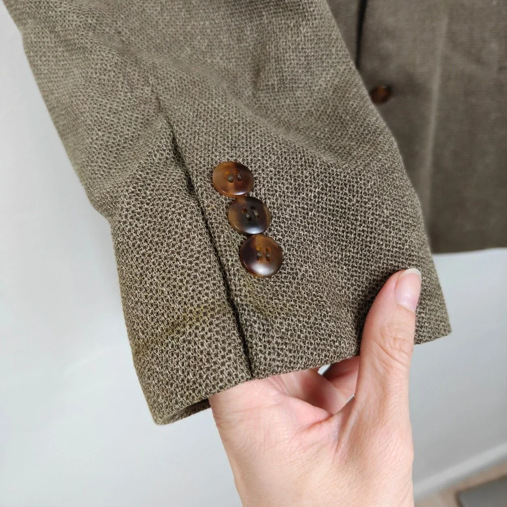 Canali Mens Blazer 50 40 US Brown Silk Wool Two Button Textured Italian Luxury